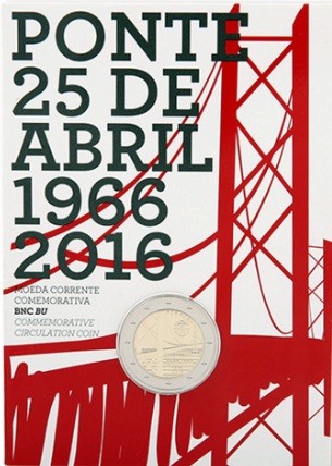 Portugal Carteira 2 Euro 2016 BNC Ponte 25 Abril