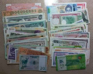 Coleção de 500 notas estrangeiras, todas diferentes e todas novas