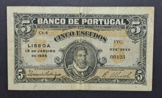 Portugal 5 Escudos 1925 Número Relativamente Baixo
