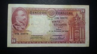 Portugal 20 Escudos 1940 Número Relativamente baixo e Defeito