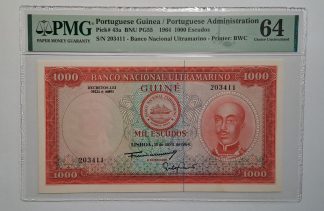 Guiné 1000 Escudos 1964 Certificada PMG 64