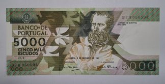 Portugal 5000 Escudos 1987 NOVA