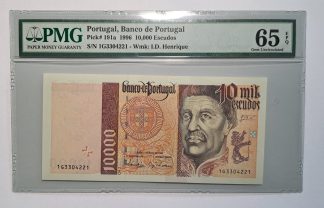 Portugal 10000 Escudos 1996 Certificada PMG 65