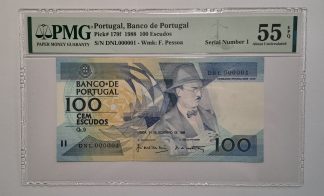 Portugal 100 Escudos 1988 [Número 1] Certificada PMG 55
