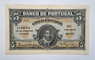 Portugal 5 Escudos 1925 Bela e Número baixo