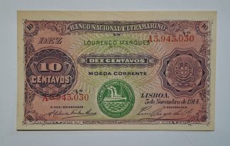 Lourenço Marques (Moçambique) 10 Centavos 1914 Quase Nova