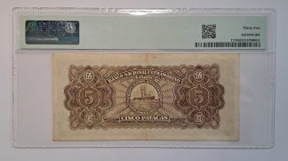 Timor 5 Patacas 1945 Certificada PMG 35