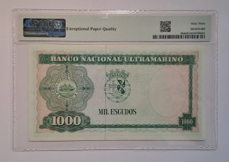 Timor 1000 Escudos 1968 Certificada PMG 63