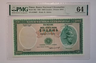 Timor 1000 Escudos 1968 Certificada PMG 64