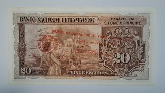 Saint Thomas 20 Escudos 01.06.1976 (Overprint on P.36), KM.44a, UNC
