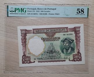 Portugal 500 Escudos 1942 Certificada PMG 58