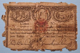 Apólice do Real Erário 2400 reis 179...9 carimbo D. Pedro IV