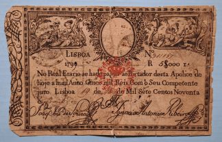 Apólice do Real Erário 5000 reis 1798/9 carimbo D. Miguel I