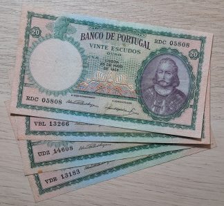 Lote 4x Portugal 20 Escudos 1954
