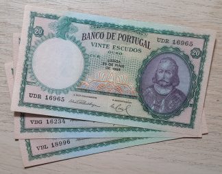 Lote 3x Portugal 20 Escudos 1954 Quase Novas