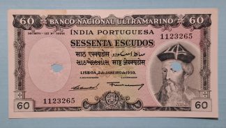 Índia 60 Escudos 1959 Quase Nova, Cancelada