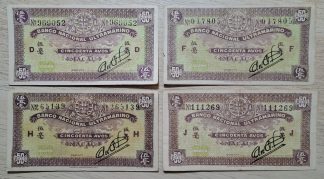 Macau Lote 4x 50 Avos ND(1944) 4 letras diferentes: D, F, H, J
