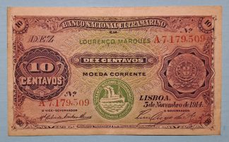 Moçambique (Lourenço Marques) 10 Centavos 1914 Bela