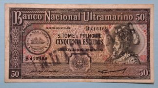 São Tomé e Príncipe 50 Escudos 1958 Rara. Chancela 