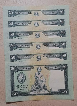 Lote Portugal 50 Escudos 1955 (6x Números Seguidos) Quase Novas / Novas