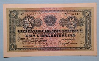 Companhia de Moçambique (Moçambique) 1 Libra 1934 Quase Nova / Nova