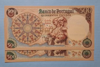 Portugal 500 escudos 1966 (2x Números Seguidos) Quase Novas