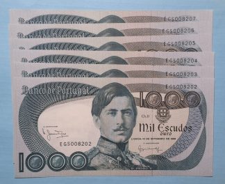 Portugal 1000 escudos 1980 (6x Números Seguidos) Quase Novas