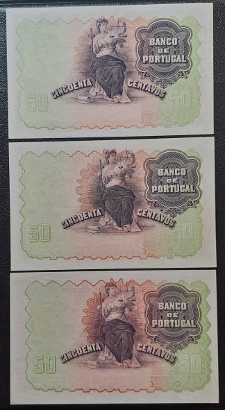 Portugal 50 Centavos 1918 Lote 3x da Mesma Série, Novas