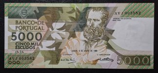 Portugal 5000 Escudos 1989 Nova