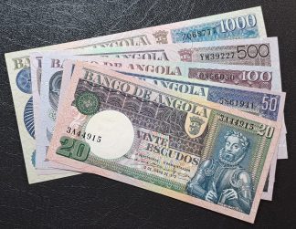 Angola Coleção Completa 20+50+100+500+1000 Escudos 1973 Novas
