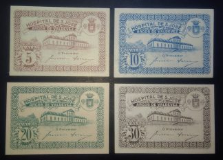 Conjunto 4 Cédulas Diferentes (de 4 Valores Faciais) de Arcos de Valdevez (Hospital de S. José) Novas