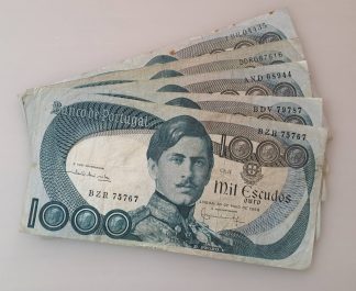 Lote de 5 notas Portugal 1000 escudos D. Pedro V