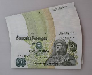 Portugal 20 Escudos 1971 Lote 25 Números Seguidos com CAPICUA Quase Novas