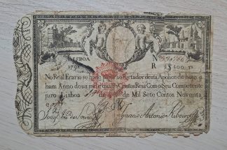 Apólice do Real Erário 2400 reis 1798 carimbo D. Miguel I