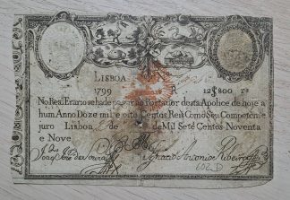 Apólice do Real Erário 12800 reis 1799 carimbo D. Pedro IV