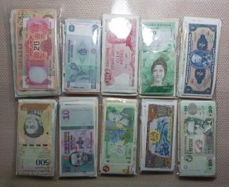 Coleção de 1000 notas estrangeiras, todas diferentes e todas novas