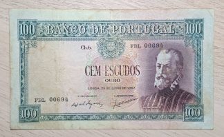 Portugal 100 escudos 1957 Número Relativamente Baixo