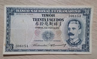 Timor 30 escudos 1959 RARO de aparecer