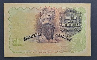 Portugal 50 Centavos 1918 Bela (vinco vertical)
