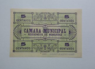 C.M. Reguengos Monsaraz 5 Centavos 1921 MA#1929 (Comum) Nova