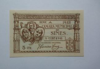 C.M. Sines 5 Centavos 1922 MA#2144 (Escassa) Nova