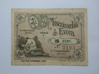 Misericórdia de Évora 5 Centavos ND Série I MA#876b (Escassa) MBC