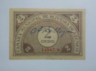 C.M. Oliveira de Azemeis 2 Centavos ND MA#1629 (Comum) Quase Nova