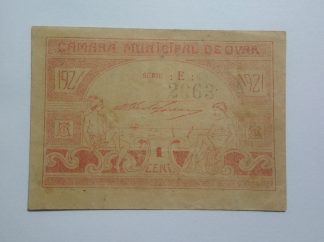 C.M. Ovar 1 Centavo 1921 Série E MA#1641a (Comum) Quase Nova