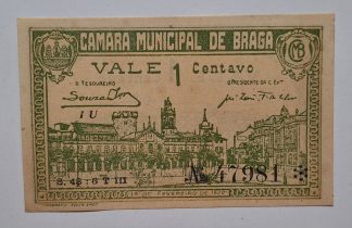 C.M. Braga 1 Centavo 1920 Série 1U MA#418f (Comum) Nova
