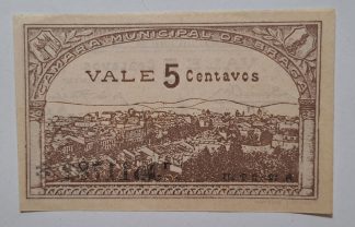 C.M. Braga 5 Centavos 1920 Série 3H MA#420f (Comum) Nova