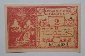 C.M. Braga 2 Centavos 1920 Série 6 MA#423a (Comum) Nova