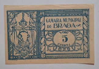 C.M. Braga 5 Centavos 1920 Série 17 MA#424a (Comum) Quase Nova