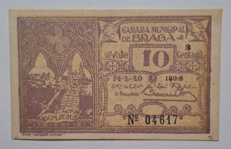 C.M. Braga 10 Centavos 1920 Série 3 MA#425a (Comum) Nova
