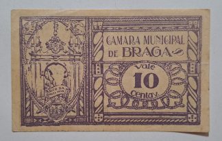 C.M. Braga 10 Centavos 1920 Série 7 MA#425d (Comum) Quase Nova